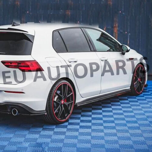 FOR VW GOLF MK8 2019-2023 GTI GTD R LINE SIDE SKIRT EXTENSION BLADES GLOSS BLACK