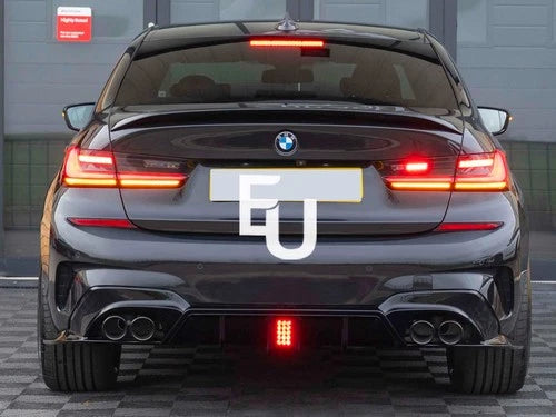 FOR BMW 3 SERIES G20 G21 M SPORT GLOSS BLACK REAR DIFFUSER WITH LED 2018-2021