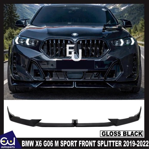 FOR BMW X6 G06 M SPORT FRONT BUMPER SPLITTER LIP SPOILER GLOSS BLACK 2019-2022
