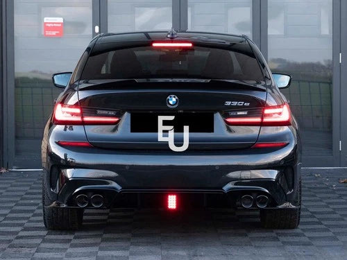 FOR BMW 3 SERIES G20 G21 M SPORT GLOSS BLACK REAR DIFFUSER WITH LED 2018-2021