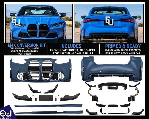 G82 G83 M4 CONVERSION FRONT REAR BUMPER FULL BODYKIT FOR BMW 4 SERIES G22 G23