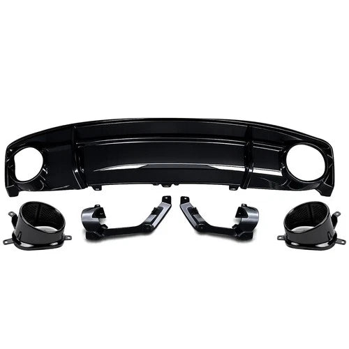 RS7 STYLE GLOSS REAR DIFFUSER W/BLACK TIPS FOR AUDI A7 C7 4G8 SE STANDARD 15-18