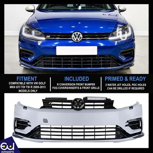 FOR VW GOLF MK6 09-13 UPGRADE TO MK7.5 R CONVERSION LOOK FRONT BUMPER BODYKIT