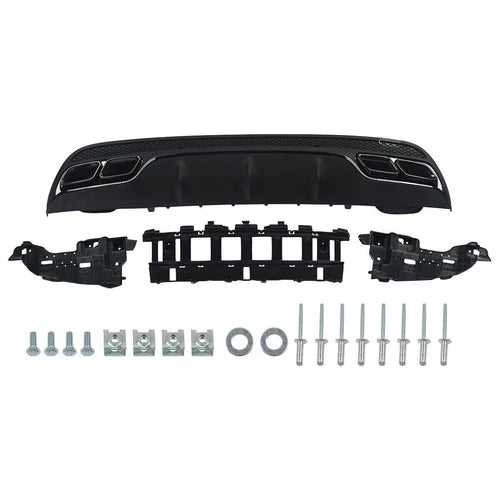 FOR MERCEDES C-CLASS W205 C63 LOOK GLOSS BLACK REAR DIFFUSER TAIL PIPE AMG