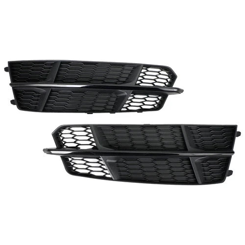 2PC FOR AUDI A6 C7 S LINE S6 BLACK FRONT FOG LIGHT LAMP COVER LOWER GRILL GRILLE