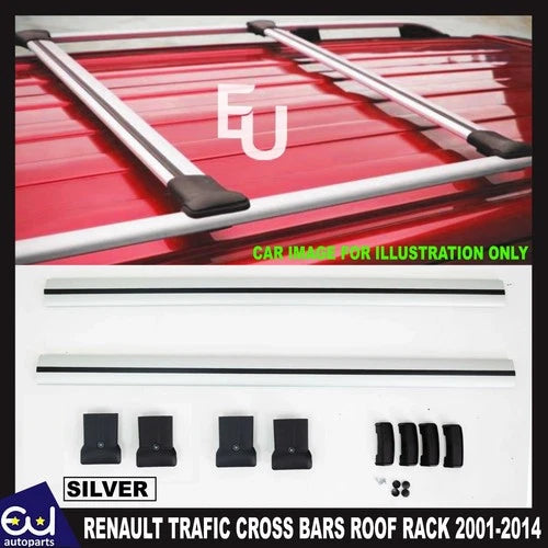 FOR RENAULT TRAFIC 2001-2014 CROSS BARS SET ALUMINIUM ROOF RACK RAILS SILVER