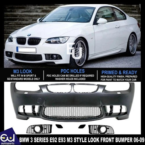 FOR BMW 3 SERIES E92 E93 06-09 M3 STYLE LOOK FRONT BUMPER KIT WITHOUT PDC HOLE