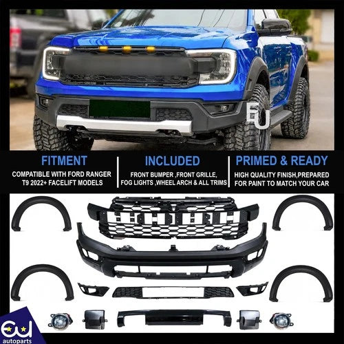 RAPTOR STYLE BUMPER WHEEL ARCHES BODYKIT KIT FOR FORD RANGER T9 2022+