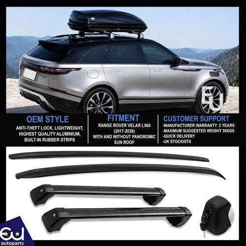 OEM STYLE ROOF RAILS CROSS BARS LUGGAGE RACK FOR RANGE ROVER VELAR L560 2017+