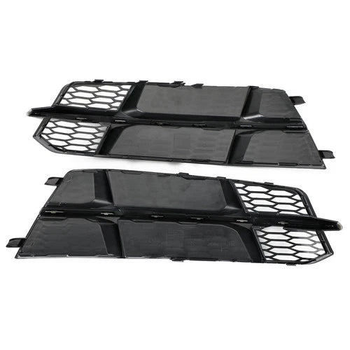2PC FOR AUDI A6 C7 S LINE S6 BLACK FRONT FOG LIGHT LAMP COVER LOWER GRILL GRILLE