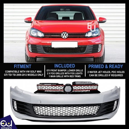 FOR VW GOLF MK6 GTI CONVERSION LOOK FRONT BUMPER BODYKIT 09-12 FIT TDI TSI GTI