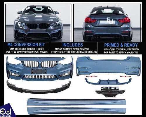 M4 CONVERSION FRONT REAR BUMPER BODYKIT FOR BMW 4 SERIES F36 GRAN COUPE 4 DOOR