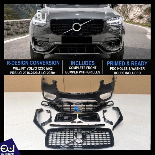 R-DESIGN CONVERSION COMPLETE FRONT BUMPER W/GRILLE FOR VOLVO XC90 MK2 2016-2025