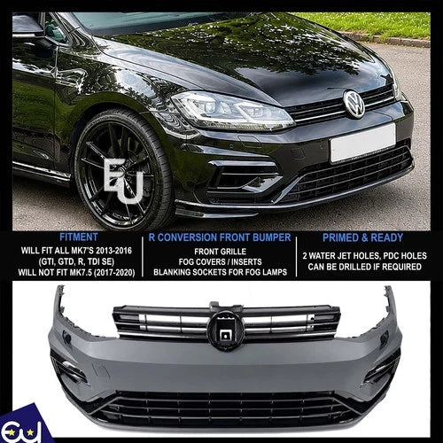 FRONT BUMPER BODY KIT MK7.5 GOLF R LOOK PRIMED FOR VW GOLF MK7 2013-2016