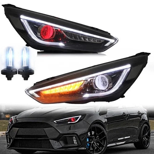 LED HEAD LIGHT LAMP LED BULB FOR FORD FOCUS 2014-2019 DEMON EYES WITH SEQUENTIAL