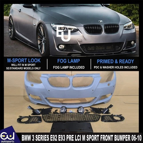M SPORT STYLE FRONT BUMPER CONVERSION FOR BMW 3 SERIES E92 E93 W/FOG LIGHT 06-10