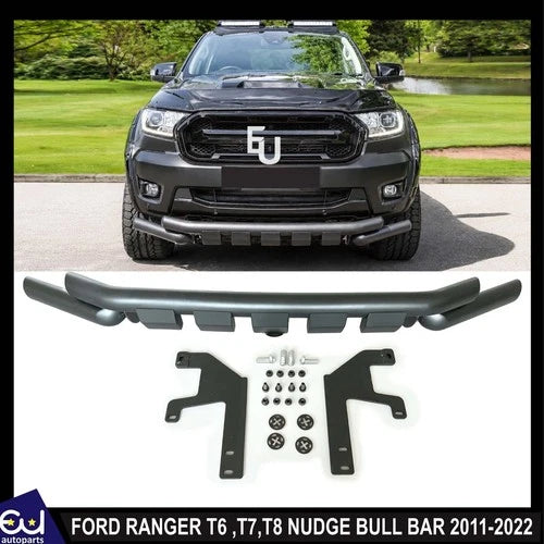 CITY STYLE NUDGE BULL BAR BLACK BUMPER SPOILER FOR FORD RANGER T6 T7 T8 2011-22