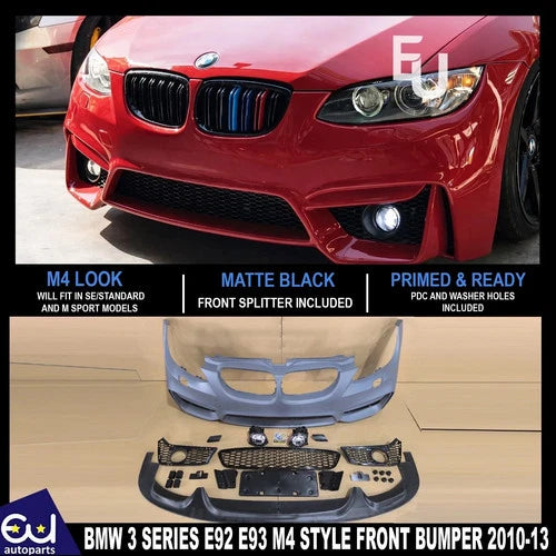 M4 STYLE FRONT BUMPER SPLITTER CONVERSION KIT FOR BMW 3 SERIES E92 E93 PDC 10-13