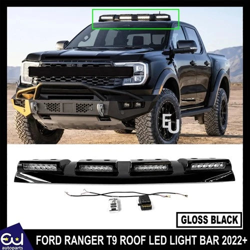 GLOSS BLACK LED FRONT ROOF MOUNTED BAR LIGHT POD FOR FORD RANGER T9 2022+
