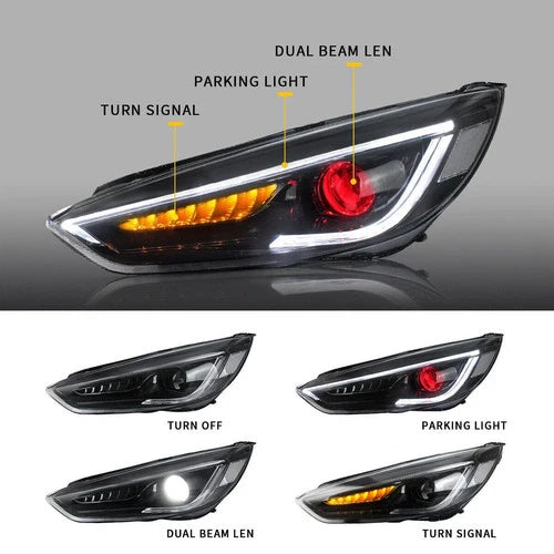 LED HEAD LIGHT LAMP LED BULB FOR FORD FOCUS 2014-2019 DEMON EYES WITH SEQUENTIAL