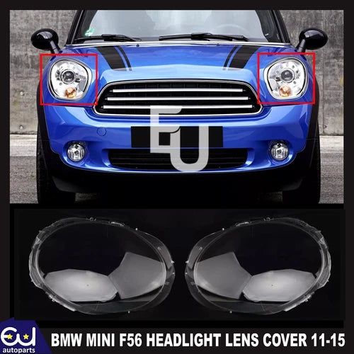FOR BMW MINI F56 3 DOOR COOPER 11-15 PAIR LEFT RIGHT HEADLIGHT LENS CLEAR COVER