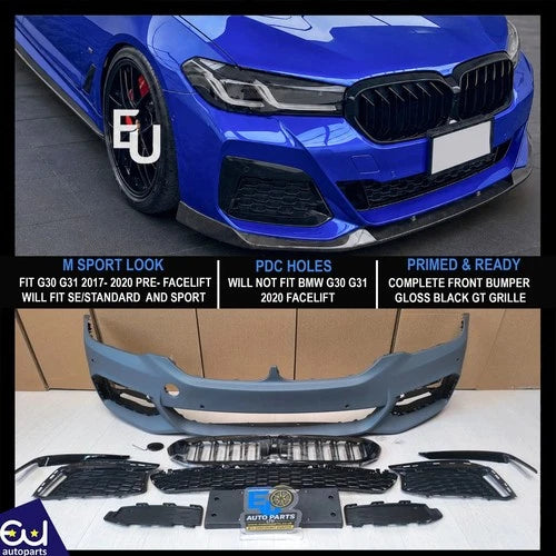 FOR BMW 5 SERIES G30 G31 M SPORT LOOK FRONT BUMPER KIT PDC 2017-2020 PRE-LCI
