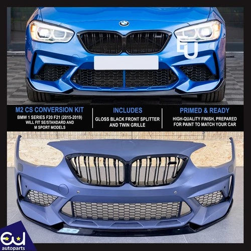 FOR BMW 1 SERIES F20 F21 UPGRADE M2 COMPETITION LOOK FRONT BUMPER LIP 2015-2019