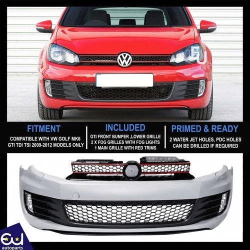FOR VW GOLF MK6 GTI CONVERSION LOOK FRONT BUMPER BODYKIT 09-12 FIT TDI TSI GTI