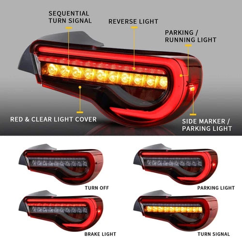 SMOKED LED REAR LIGHTS FOR SUBARU BRZ FR-S TOYOTA GT86 2013-2020 W/SEQUENTIAL