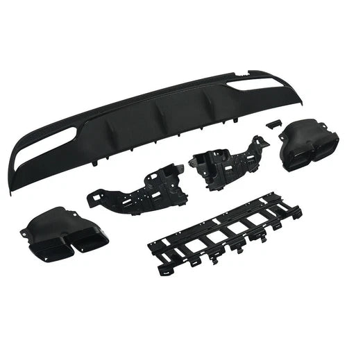 FOR MERCEDES C-CLASS W205 C63 LOOK GLOSS BLACK REAR DIFFUSER TAIL PIPE AMG