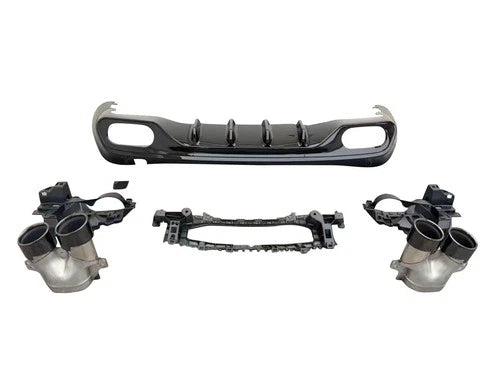 FOR MERCEDES CLE C236 A236 W236 CLE53 AMG REAR DIFFUSER BLACK EXHAUST PIPES 23+