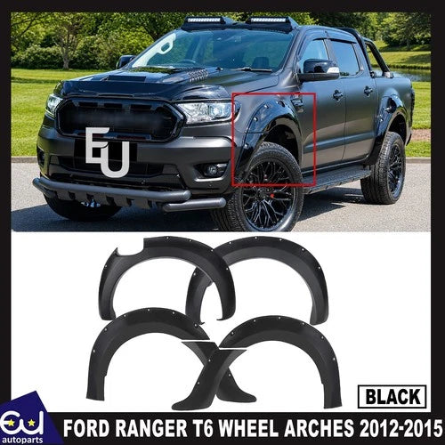 Matte Black Wide Wheel Arches Extensions Body Kit For Ford Ranger T6 2012-2015