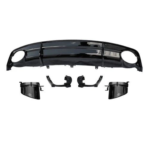 RS7 STYLE GLOSS REAR DIFFUSER WITH BLACK TIPS FOR AUDI A7 C7 4G8 S-LINE 2015-18