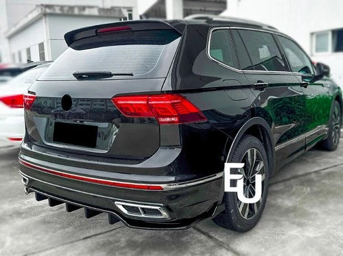 FOR VW TIGUAN MK2.5 R LINE REAR BUMPER LOWER DIFFUSER LIP PANEL GLOSS BLACK 21+