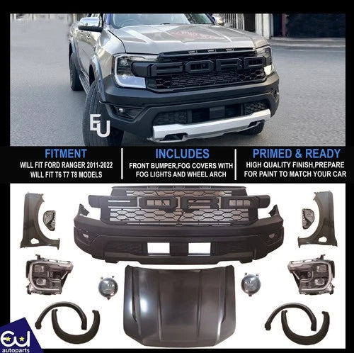 LCI 2023+ RAPTOR CONVERSION FRONT BUMPER BONNET BODYKIT FOR FORD RANGER 11-22