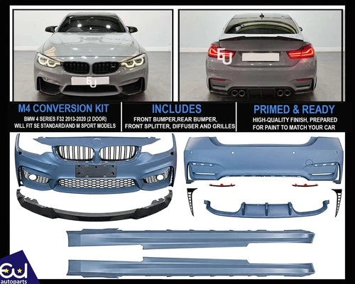 F82 M4 CONVERSION FRONT REAR BUMPER BODYKIT FOR BMW 4 SERIES COUPE F32 2 DOOR