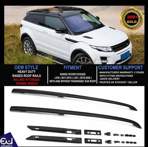 FOR RANGE ROVER EVOQUE 2011+ L538 BLACK ALUMINIUM ROOF RAILS RACK BARS OEM FIT