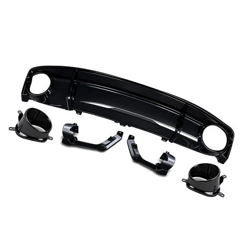 RS7 STYLE GLOSS REAR DIFFUSER W/BLACK TIPS FOR AUDI A7 C7 4G8 SE STANDARD 15-18
