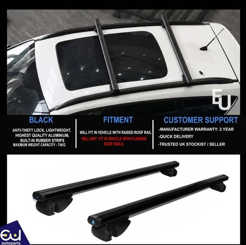FOR HONDA CRV 2017+ CROSS BARS ROOF RAIL RACK BLACK LOCKABLE ADJUSTABLE