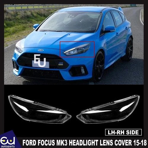 FRONT HEADLIGHT LAMP LENS COVER LEFT RIGHT SIDE PAIR FOR FORD FOCUS MK3 2015-18