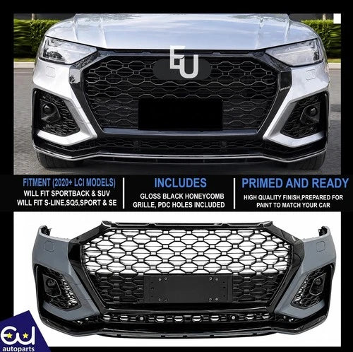 RSQ5 CONVERSION FRONT BUMPER BODY KIT FOR AUDI Q5 SQ5 B9.5 FY 2020+ W/PDC GRILLE