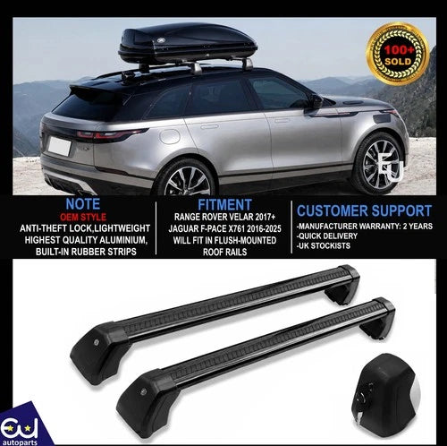 FOR RANGE ROVER VELAR L560 JAGUAR F PACE CROSS BARS ROOF RAIL LOCKABLE OEM STYLE