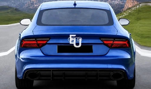 RS7 STYLE GLOSS REAR DIFFUSER W/BLACK TIPS FOR AUDI A7 C7 4G8 SE STANDARD 15-18