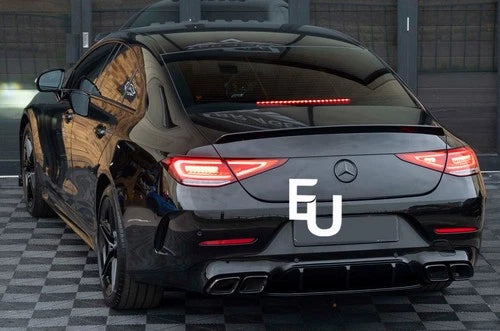 FOR MERCEDES CLS C257 AMG 63 STYLE REAR DIFFUSER & TAILPIPES GLOSS BLACK 2018+