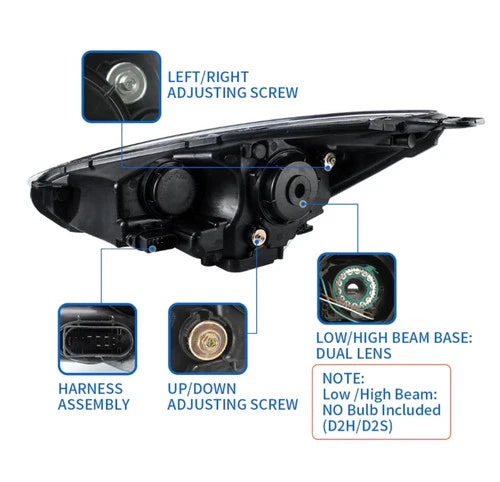 LED HEAD LIGHT LAMP LED BULB FOR FORD FOCUS 2014-2019 DEMON EYES WITH SEQUENTIAL