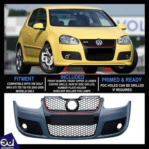 FOR VW GOLF MK5 GTI TDI TSI FSI 2003-2009 FRONT BUMPER GRILLE BODY KIT PRIMED