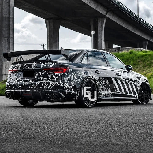 RS4 ABT CONVERSION REAR BUMPER QUAD EXHAUST DIFFUSER FOR AUDI A4 S4 B9 2017-2020