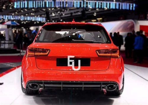 RS6 CONVERSION REAR DIFFUSER WITH BLACK TIPS FOR AUDI A6 C7.5 2015-18 BODYKIT