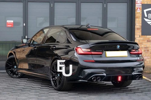 FOR BMW 3 SERIES G20 G21 M SPORT GLOSS BLACK REAR DIFFUSER WITH LED 2018-2021