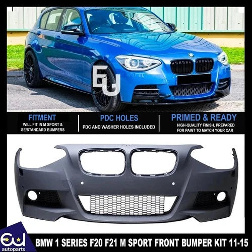 FOR BMW 1 SERIES F20 F21 M SPORT FRONT BUMPER KIT W/PDC & WASHER HOLE 2011-2015